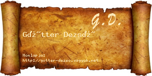 Götter Dezső névjegykártya